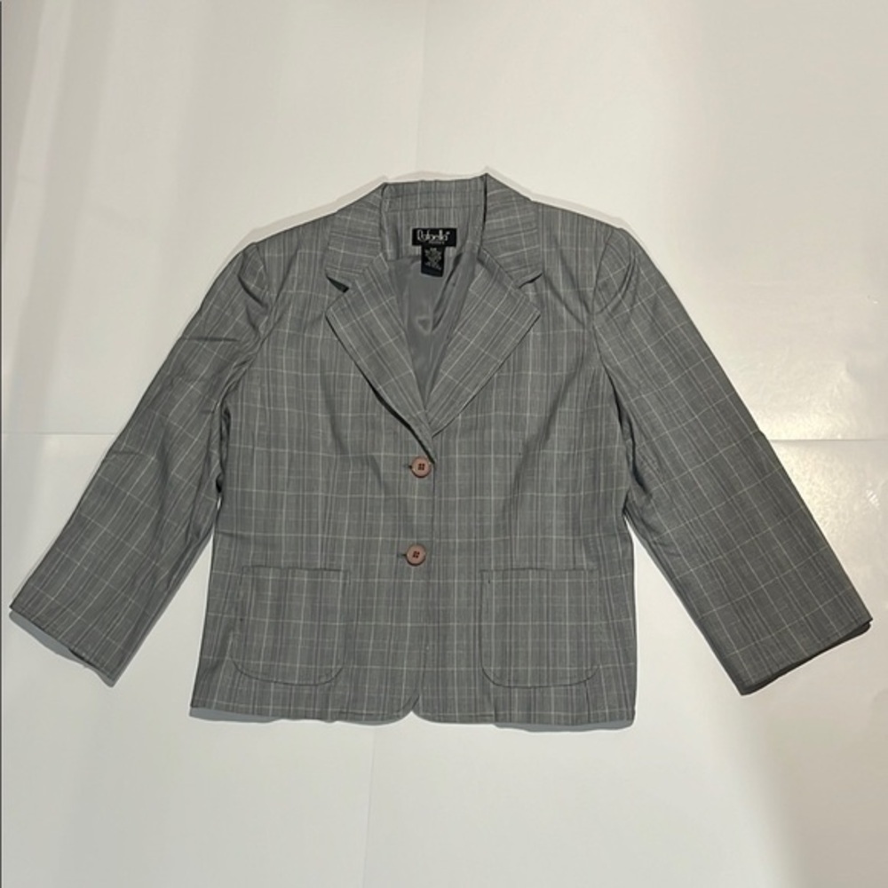 Rafaella Gray Blazer with Plaid Pattern and Tailored Fit